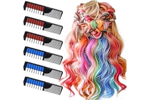 SPRINGSUGAR 6 PCS Hair Chalk Comb Set Temporary Hair Color for Kids Girls Washable, Hair Dye for Halloween, Dress Up Parties, Role Play, Christmas, Birthday Party, Cosplay(3 Blue + 3 Red)