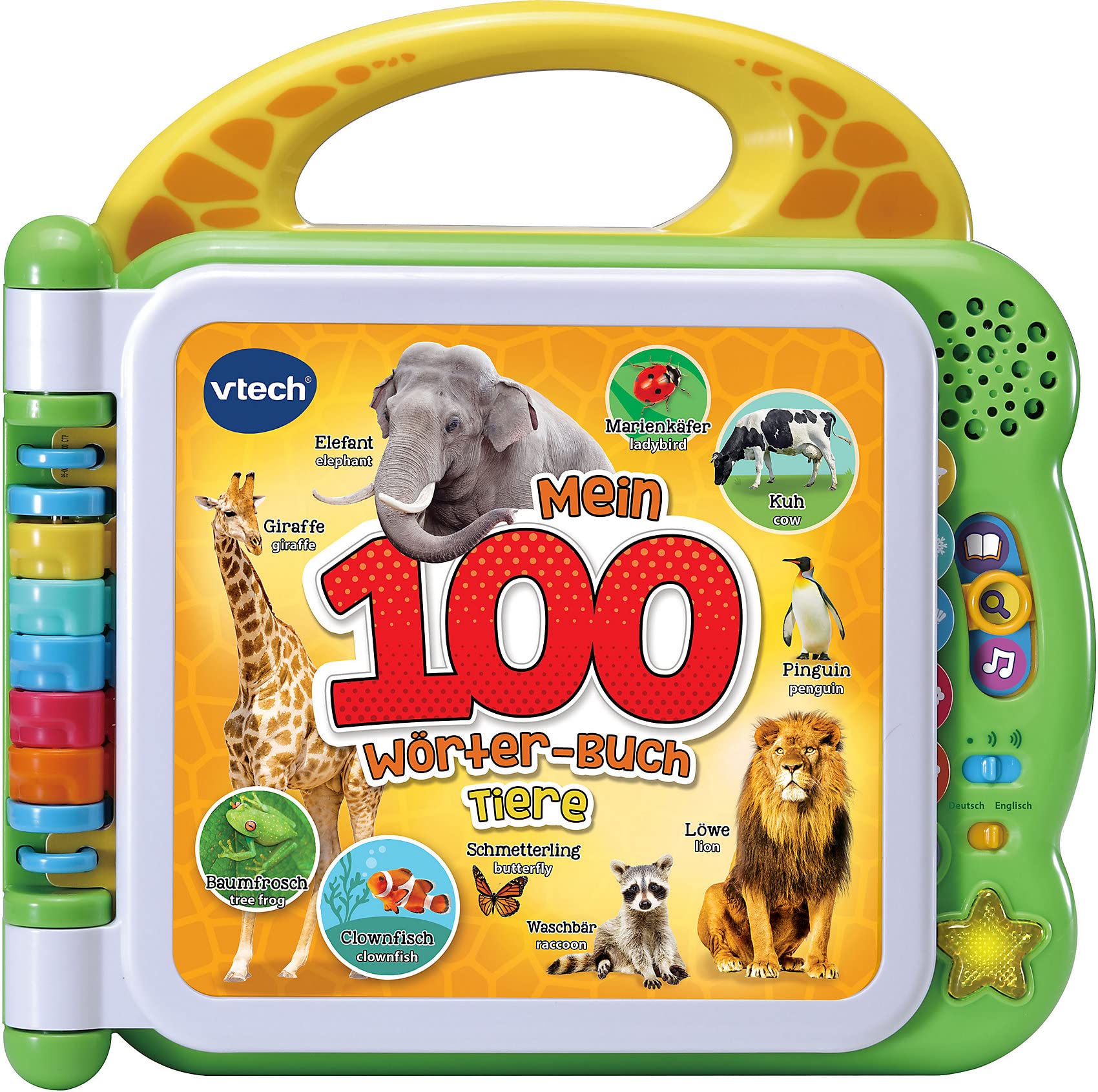 VTech Baby My 100 Word Book: Animals - Interactive Picture Dictionary for Learning First Words - Animal Book with 12 Bilingual Pages in German/English - For Children Aged 2-5 Years