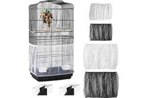 Psiokimi 4 Pack Universal Bird Cage Cover, Birdcage Cover Breathable Nylon Mesh Net Cover with 6 Pcs Tape for Round Square Ca
