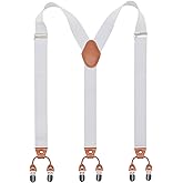 Bioterti Men’s Y-Shaped Heavy Duty Suspenders – 6 Metal Clips, Elastic Straps