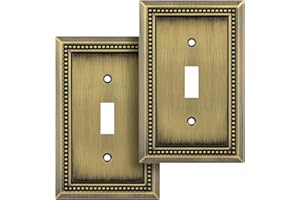 Henne Bery Sunken Pearls Heavy Duty Decorative Wall Plate Switch Plate Outlet Cover (Single Toggle, 2 Pack, Antique Brass)