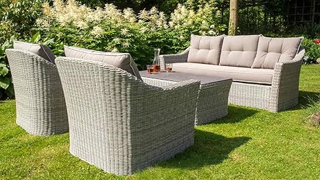 Lifestyle4living Lounge Gartenmobel Set Aus Polyrattan In Grau