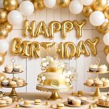 LARDUX Gold Cake Decorations Boho Toppers Palm Leaves Ball Insert 30 pcs view 5