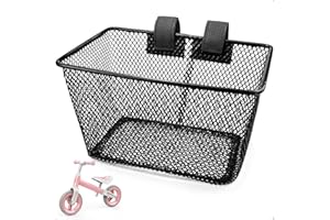 Mkuero Kids Bike Basket, Bicycle Basket for Boy and Girl, Waterproof Metal Wire Children's Bicycle Front Basket, Suitable for Most Children's Bicycles and Kids Tricycles