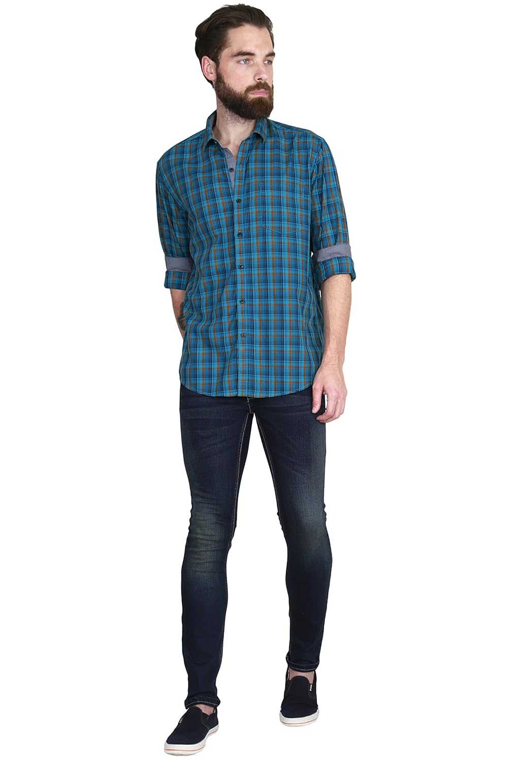 mchenry mens pure cotton regular fit checkered casual shirt