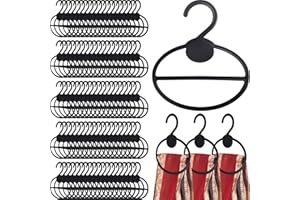 FoldTier 100 Pcs Scarf Hanger Plastic Holder Organizer Space Saving Scarf Organizer Clothes Hanger for Scarves Headscarves Clothing Sorting Storing (Black)
