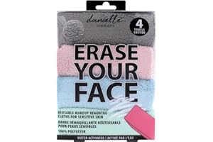 ERASE YOUR FACE Makeup Remover Cloths - Reusable Microfiber Face Towels to Cleanse & Remove Makeup - Water Activated, Dual-Si