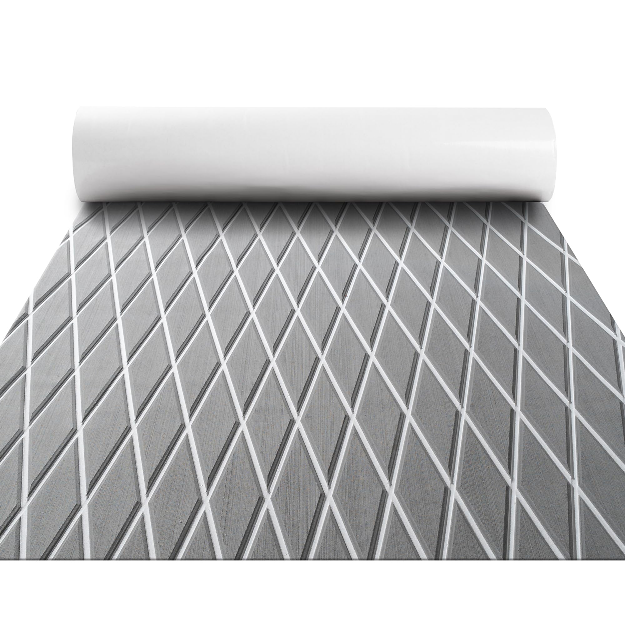 Photo 1 of (used/fair) Fullfire Boat Flooring - EVA Foam Boat Decking - Marine Mat Self-Adhesive Flooring Sheet Marine Carpet for Motorboat Yacht Kayak RV 94" x 47", Grey with White Lines