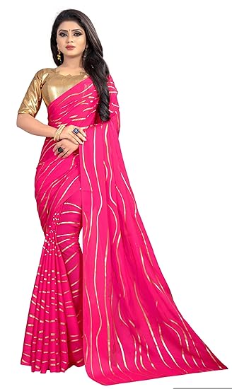 VAIVIDHYAM Womens Georgette foil Print with blouse piece