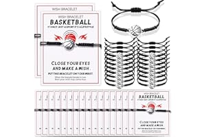 Crowye 50 Pcs Soccer Bracelet Basketball Volleyball Party Favors Bracelet Charm and Wish Card Bulk Braided Rope Bracelet for Team Girl Boys Teens Players Gifts