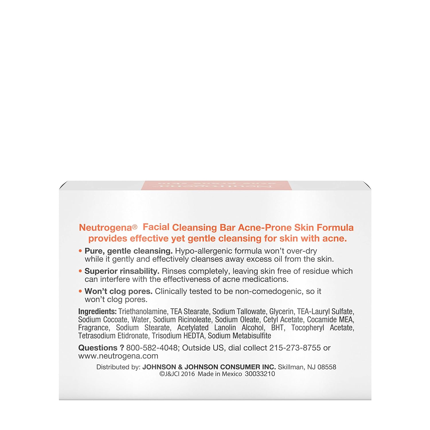 Neutrogena Facial Cleansing Bar Treatment for Acne-Prone Skin, Non-Medicated & Glycerin-Rich Hypoallergenic Formula with No Detergents or Dyes, 3.5 oz: Prime Pantry