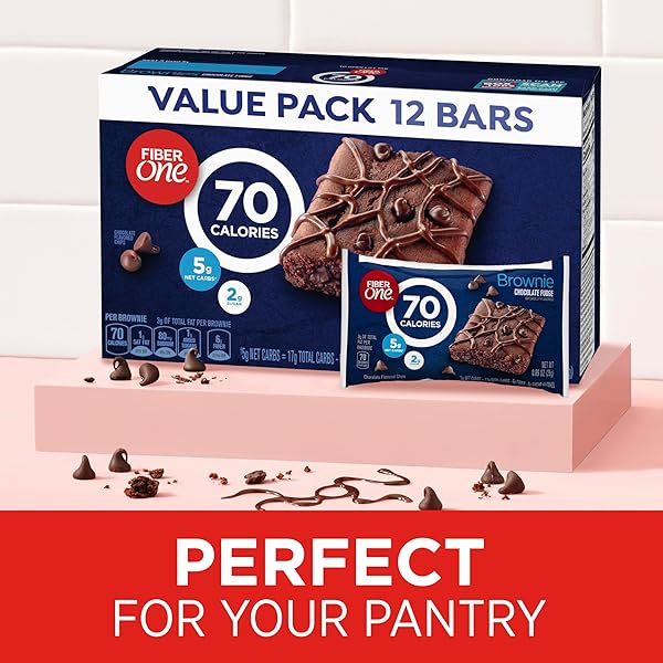 FIBER ONE 70 CALORIE BROWNIES, CHOCOLATE FUDGE, SNACK BARS, 12 COUNT (PACK OF 4)