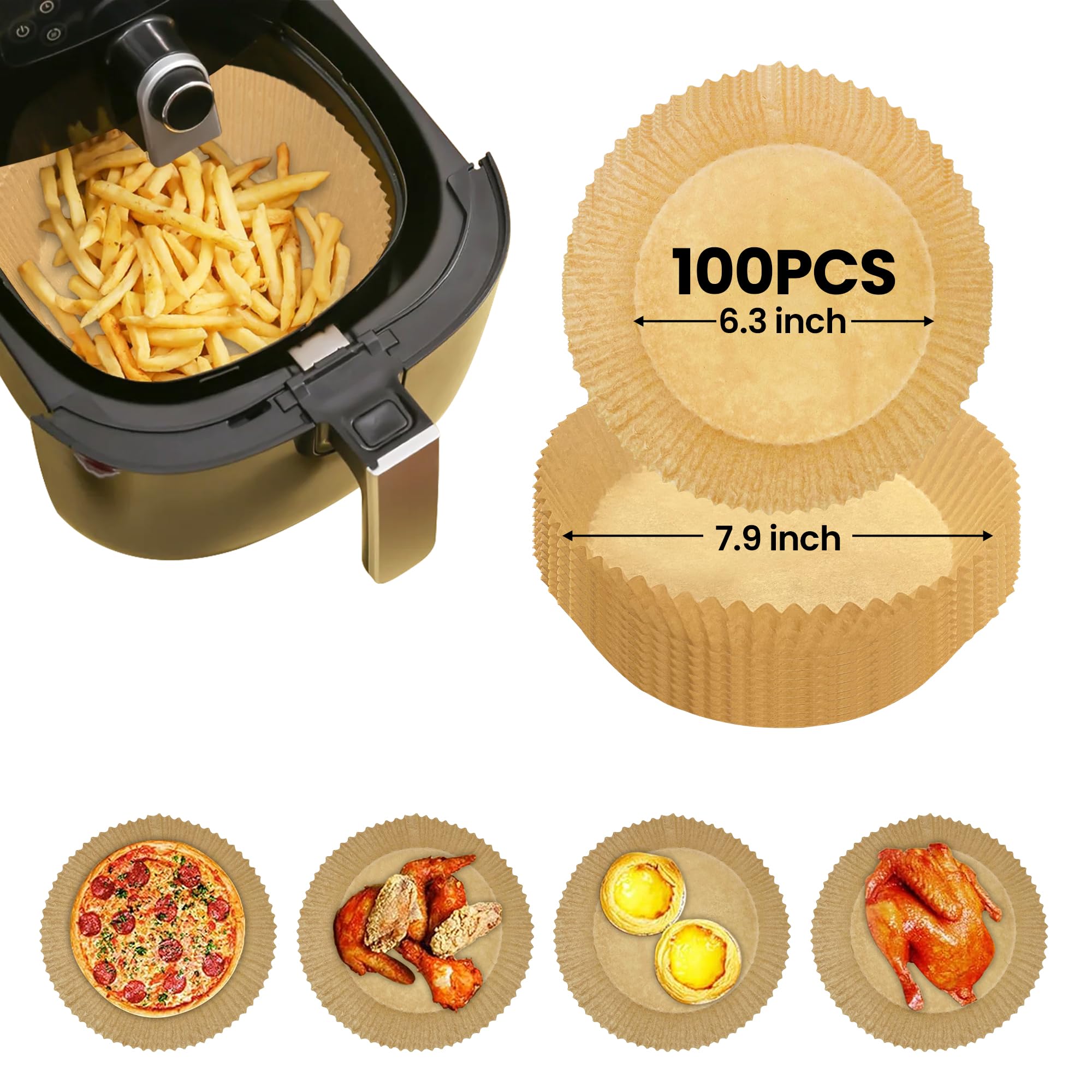 Photo 1 of LOTOR CORP Air Fryer Parchment Paper Liners - 100PCS - Disposable Air Fryer Paper Liners - Air Fryer Sheets Liners - Air Fryer Paper Liners Disposable (Small Round 6.3)