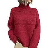 PRETTYGARDEN Women's Turtleneck Sweaters 2026 Fall Chunky Knit Pullover Long Sleeve Jumper Tops Trendy Winter Clothes
