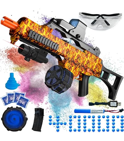 JIFTOK Electric Gel Ball Blaster - Automatic Splatter Ball Gun With 40000+ Gels, Goggles, Rechargeable Battery (Blue)