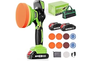 Avhrit 6 Inch 21V Car Polisher, Cordless Buffer Polisher Kit w/ 2 X 2.0 Batteries, Polisher for Car Detailing, Car Buffer Waxer Kit with 6 Variable Speed Used for Detailing/Waxing/Buffer/Polishing