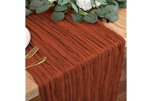 FANI 6 Pack Terracotta Cheesecloth Table Runner 13Ft Boho Gauze Table Runner Cheese Cloth Long Rustic Sheer Table Runner for Wedding Bridal Baby Shower Birthday Party Cake Table Arbor Decorations