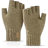 JUNRUI Fingerless Gloves Half Finger Winter Warm Knitted Gloves Working Running Biking Driving for Men and Women