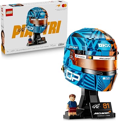 Editions McLaren MasterCard F1 Team Casque d’Oscar Piastri - Objet Formule 1 - Maquette avec Minifigurine Collector - Cadeau dès 14 Ans pour Garçon, Fille ou Adulte Fan de Sport Automobile 43017