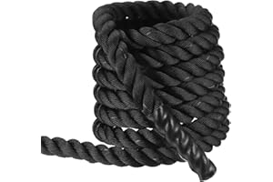 MECCANIXITY Battle Rope 30ft x 2 Inch Polyester Workout Rope Heavy Fitness Exercise Rope for Strength Training Home Gym Muscl