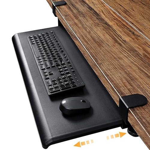 HUANUO Keyboard Tray Under Desk with C ClampLarge Size, Steady Slide