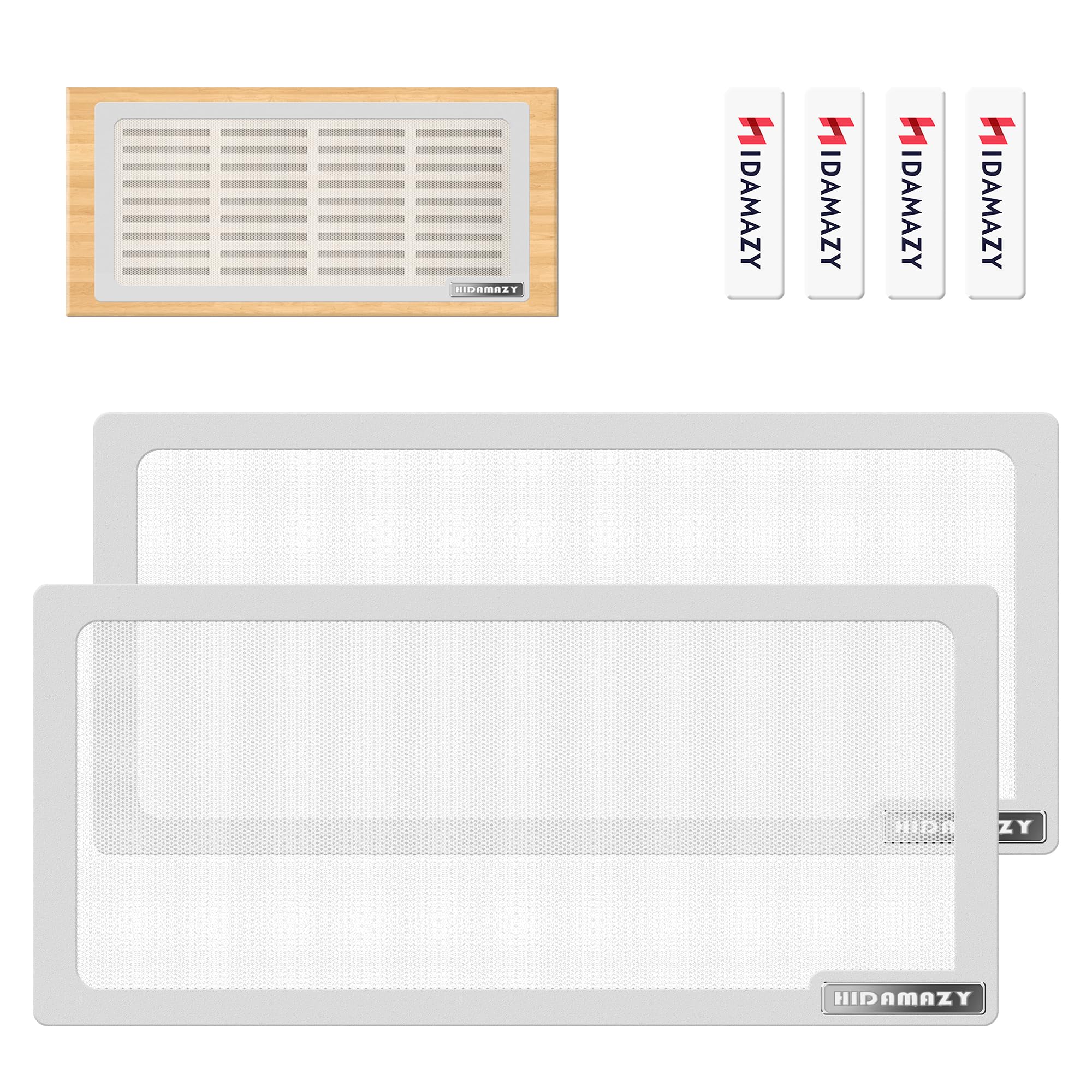 Magnetic Vent Covers for Ceiling, 2-Pack 305x140mm Air Vent Screen Cover Floor Vent Cover Register PVC Mesh Heat/AC Cover for Home Floor, Wall, Floor, Air Vent Filters (White, 2 Pack, 5.5x12In)