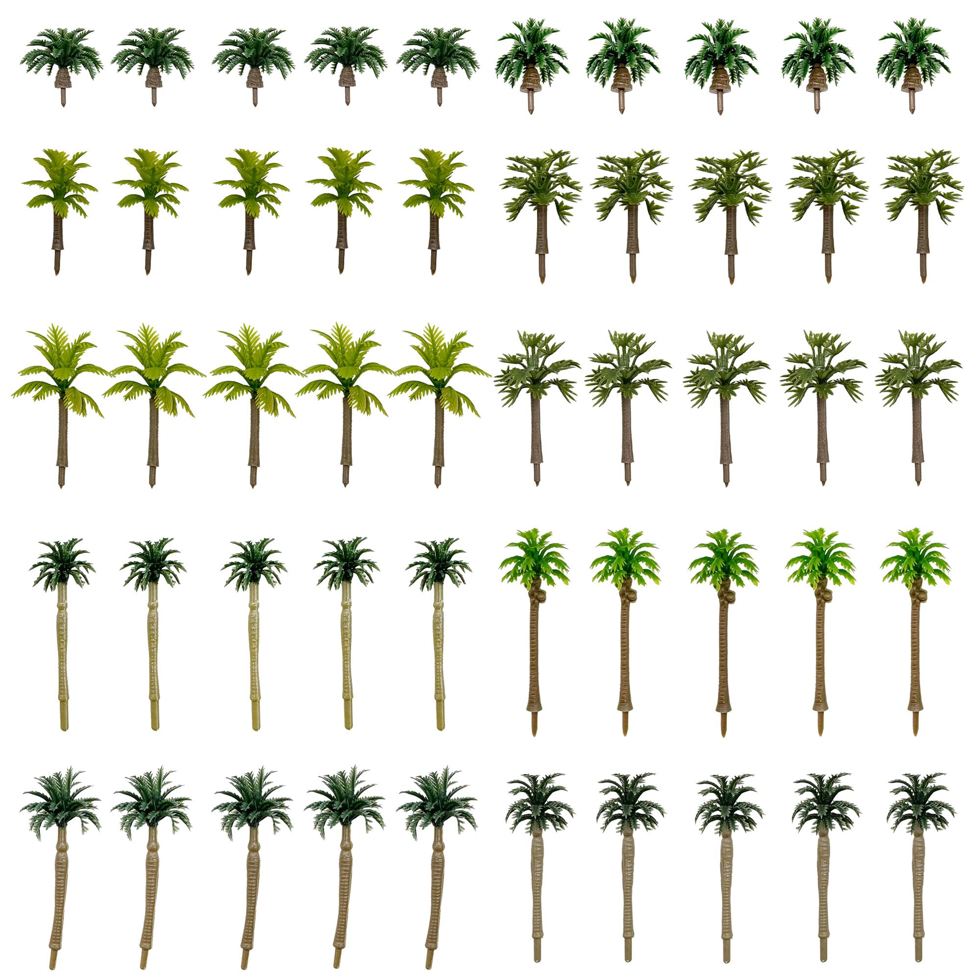 Cayway 50 PCS Model Trees Coconut Palm Model Trees, Mixed Model Trees for Model Train Railway Architecture Diorama DIY Scenery Landscape