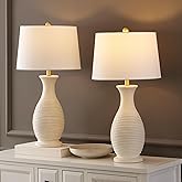 SAFAVIEH Lighting Collection Bentlee Bone & White 30-inch Table Lamp Set of 2 (LED Bulbs Included)