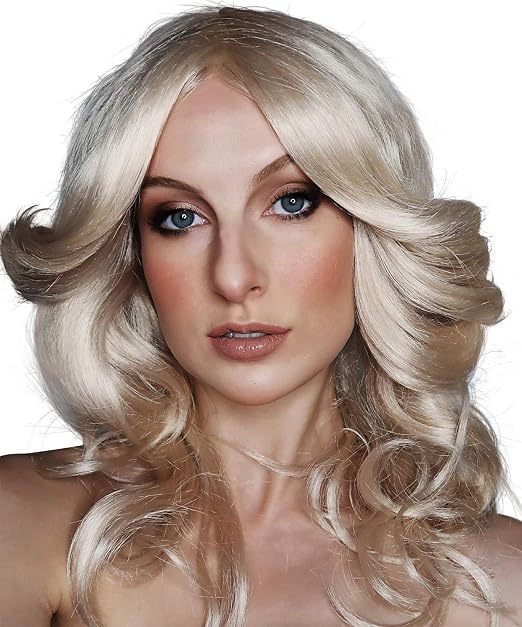 Allaura 70s Costumes Wig Women Blonde Feathered Wigs Disco Costume For 70s Big Blond Hair