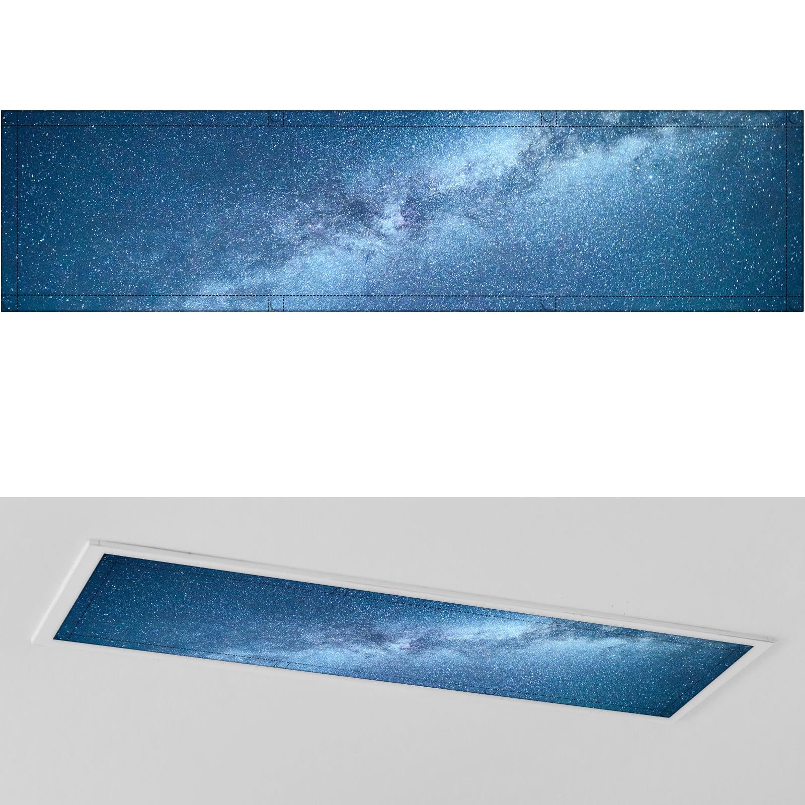Photo 1 of Wowangce 1 Pc 1 x 4 Feet Fluorescent Covers for Ceiling Lights Magnetic Ceiling Light Cover with 8 Magnets for School Classroom Home Office Drop Lamp Decor (Galaxy)