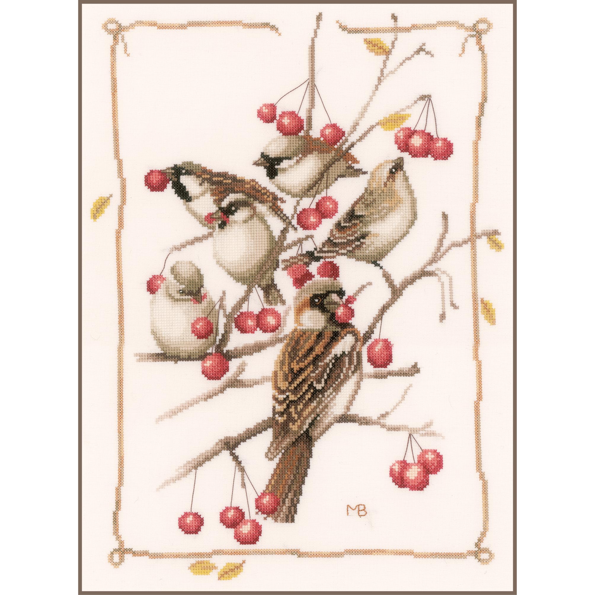Lanarte Sparrows and Currant Bush (Evenweave), NA, 31 x 40cm
