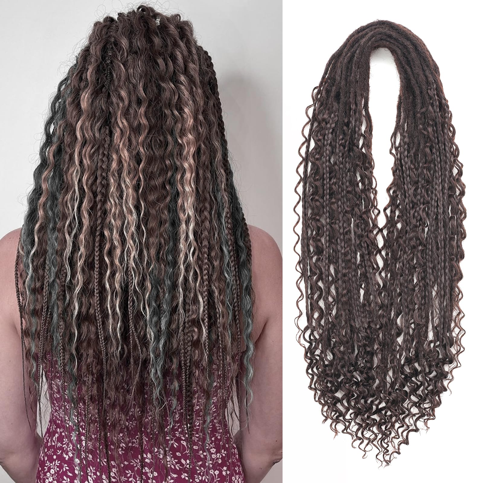 Leeven Chocolate Brown Boho Dreadlock Extensions 24