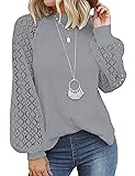 MIHOLL Women's Long Sleeve Tops Lace Casual Loose