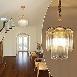 Faibra 12.52" Gold Clear Glass Crystal Pendant