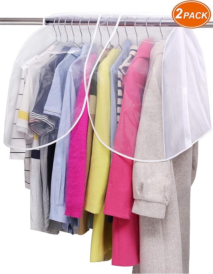 MISSLO Garment Covers for Clothes Wardrobe with Clear PVC Windows