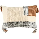 SARO LIFESTYLE Geometric Bliss Tasseled Down Filled Throw Pillow
