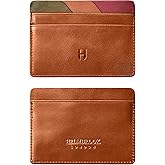 HELMBROOK London Wallet for Men, Slim Minimalist Card Holder, 6 Card Slots, Main Pocket, Full-Grain Handcrafted Front Pocket Leather, Gift Box - Pouch for Christmas & Birthday, Tan (Plus Colors)