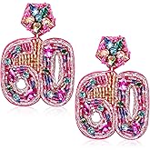 Birthday Earrings for Women, Handmade Beaded Drop Dangle Birthday Earrings for Birthday Party Celebration Outfits Jewelry Gifts for Her