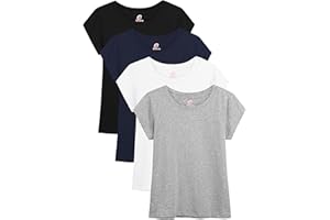Gleeio 4 Pack Girls Shirts Cotton T Shirts Kids Crew Neck Tops Summer Short Sleeve Tees for Girls 2-18 Years