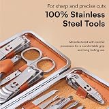 H&S Manicure Set 14 Pc Stainless Steel with Leather Case view 4