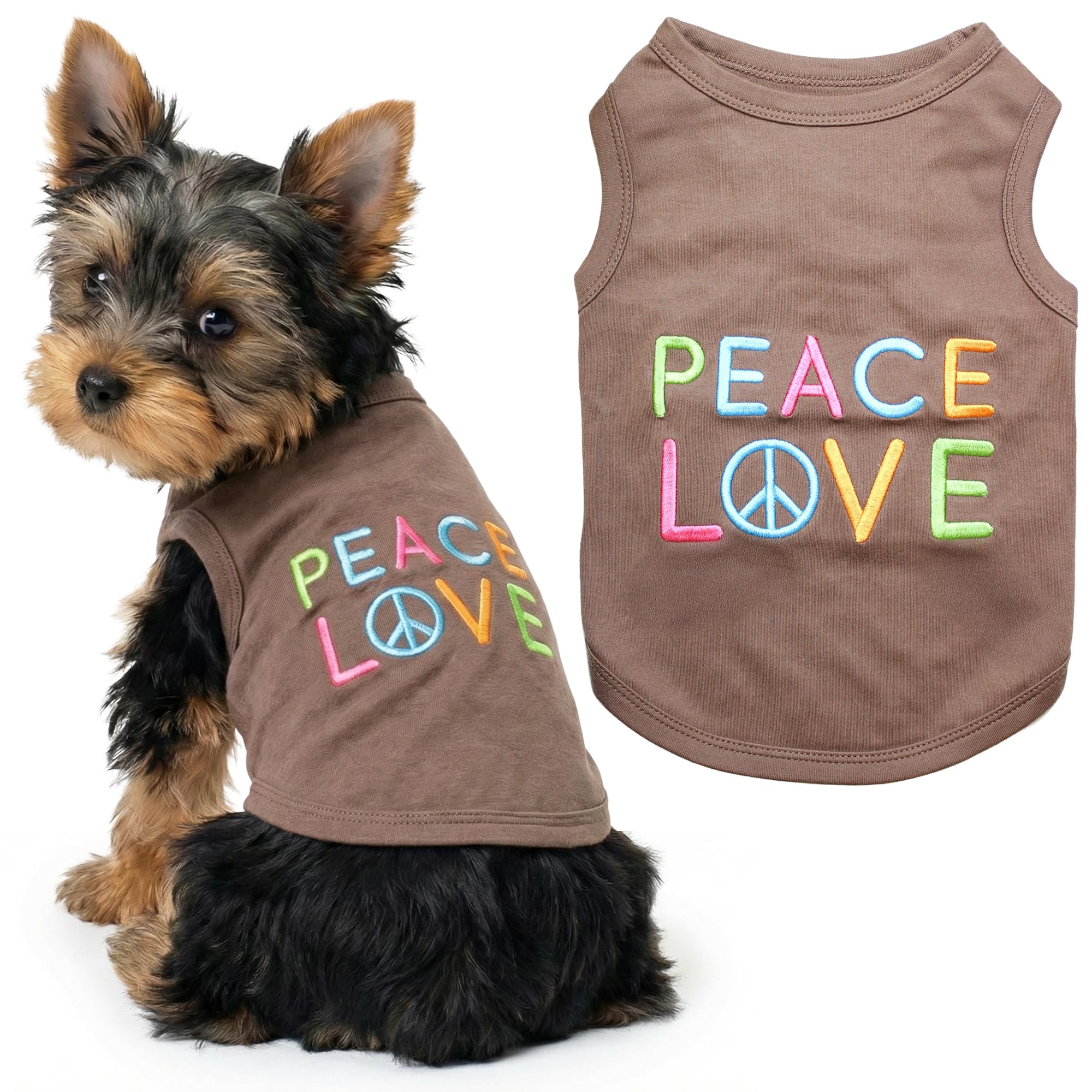 Parisian Pet Peace Love Dog T-Shirt, X-Small