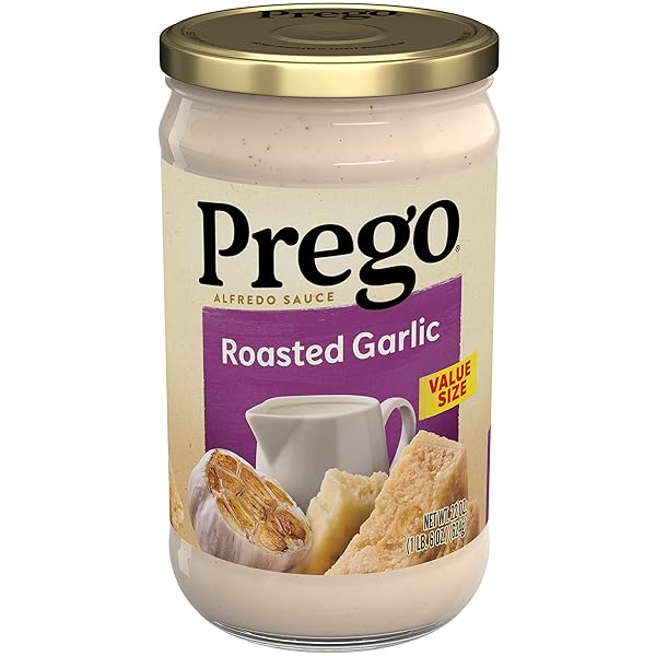 PREGO ALFREDO SAUCE WITH ROASTED GARLIC, 22 OZ JAR