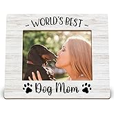 DIENADFX Dog Mom Picture Frames, Dog Moms Gifts for Women, Mothers Day Birthday Gifts for Dogs Owner Lover, World's Best Dogs Moms Photo Frame for 5x7 Photos