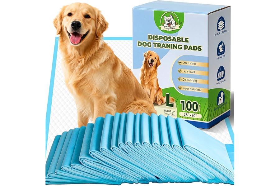 DEEP DEAR Puppy Pads for Dogs , Large 30x28 in ,100 Count | 6-Layer Leak-Proof Disposable Dog Pee Pads for Potty Training, Quick-Dry Wee Wee Pads for Dogs & Puppies, XL Value Pack