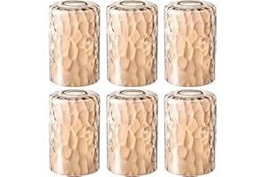 Teenyyou 6 Pcs Amber Hammered Glass Shade Replacements for Pendant Light Fixtures Glass Lamp Shade Cover, 1-5/8 Inch Fitter, 4"w x 6"h, Replacement Lamp Globe for Chandelier Wall Light Sconce