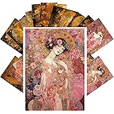 PIXILUV Vintage Postcards (24 pcs 4"x6" ea) Peaceful Art Nouveau Portraits of Beautiful Flowery Women in Flowing Dresses Vintage Postcards Retro Greeting Card Book Illustration Reprint