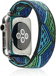 Elastic Band Compatible for Apple Watch, Scrunchie Stretch Wristbands Replacement Bracelet Loop Sport Strap for iWatch Series 1 2 3 4 5, Men Women Girls, Bohemia, 38/40mm, M
