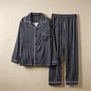 Pajamas Set Mens Cotton Pajamas Long Sleeve Loungewear Two-Piece Sleepwear Button-Down Pj Set