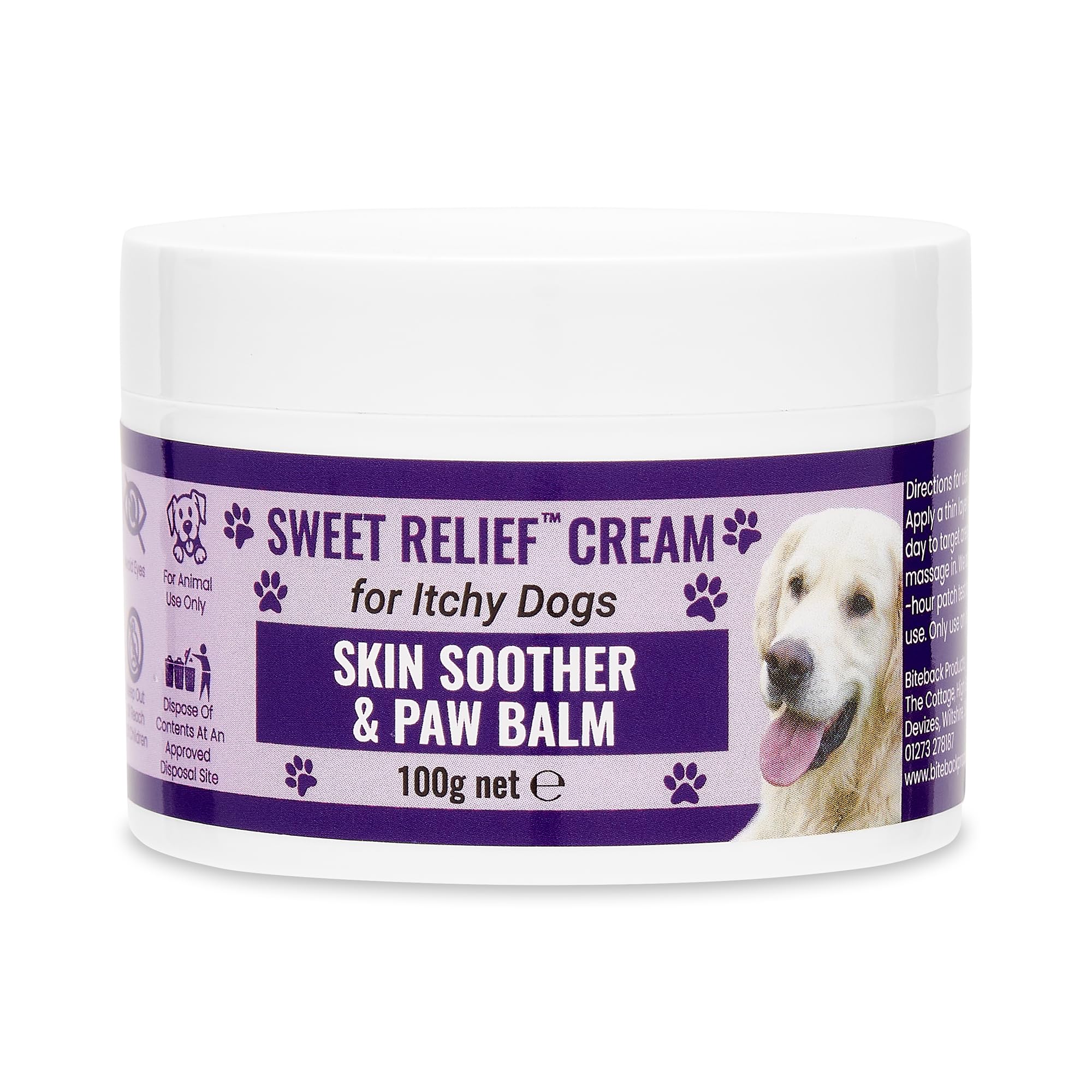 Sweet Relief® - Soothing Itchy Dog Skin Cream & Dog Paw Balm 100g - Ultimate Antiseptic Cream for Dogs, Perfect for Itchy Dog Skin, Essential in Dog First Aid Kit, Benzyl Benzoate, Dry Skin Care