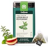 ChaYeah, Lemon Balm Peppermint Herbal Tea, Whole Leaf Tea Sachets, 28 Count | Caffeine-Free Blend with Lemon Balm, Apple, Rooibos and Peppermint, Plant-Based Pyramid Tea Bags